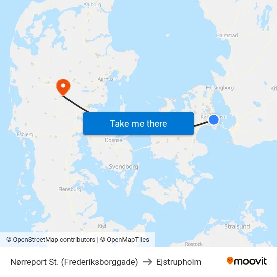 Nørreport St. (Frederiksborggade) to Ejstrupholm map