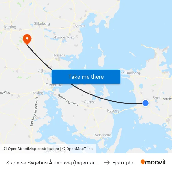 Slagelse Sygehus Ålandsvej (Ingemannsvej) to Ejstrupholm map