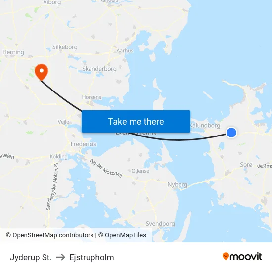 Jyderup St. to Ejstrupholm map