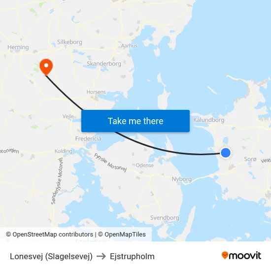 Lonesvej (Slagelsevej) to Ejstrupholm map