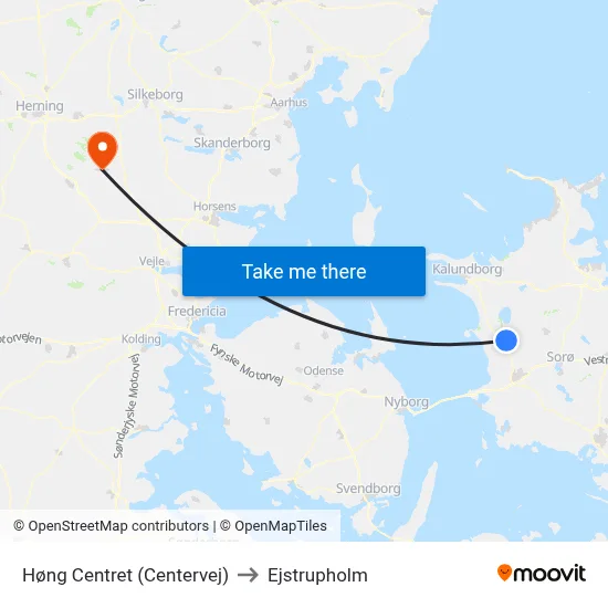 Høng Centret (Centervej) to Ejstrupholm map