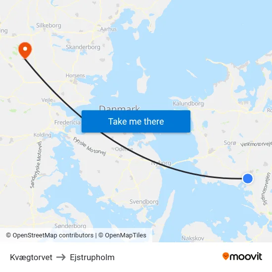 Kvægtorvet to Ejstrupholm map
