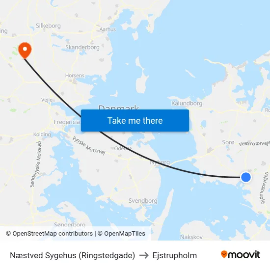 Næstved Sygehus (Ringstedgade) to Ejstrupholm map