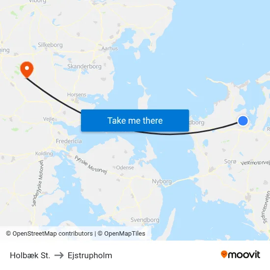Holbæk St. to Ejstrupholm map