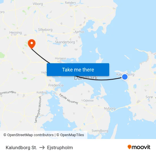 Kalundborg St. to Ejstrupholm map