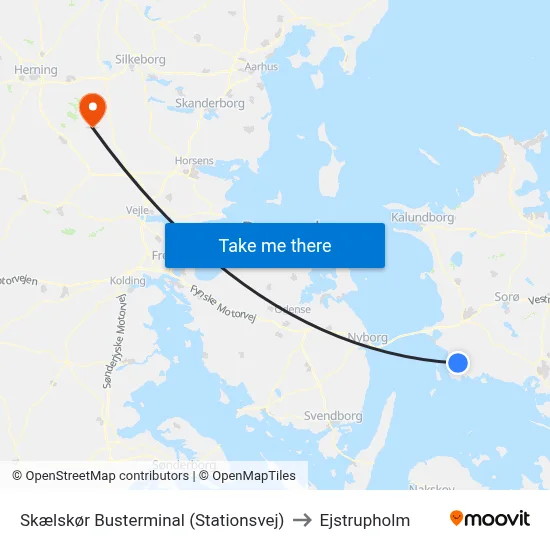 Skælskør Busterminal (Stationsvej) to Ejstrupholm map