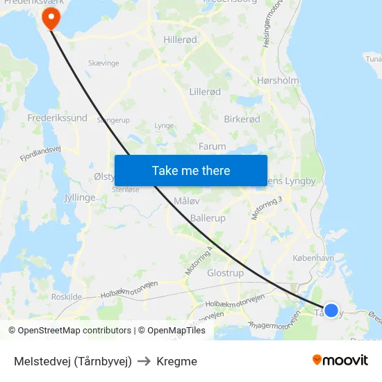 Melstedvej (Tårnbyvej) to Kregme map
