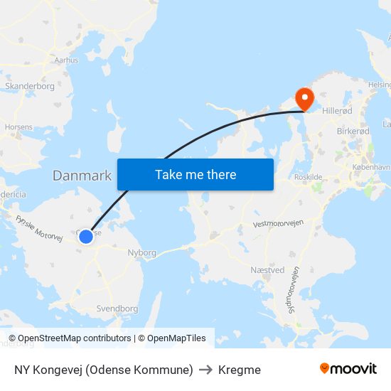 NY Kongevej (Odense Kommune) to Kregme map