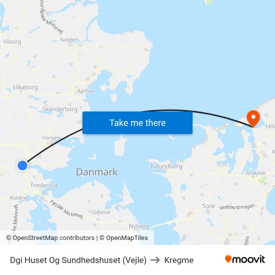 Dgi Huset Og Sundhedshuset (Vejle) to Kregme map