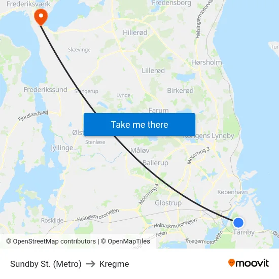 Sundby St. (Metro) to Kregme map