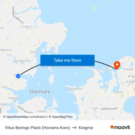 Vitus Berings Plads (Horsens Kom) to Kregme map