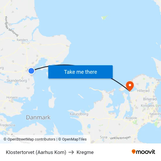 Klostertorvet (Aarhus Kom) to Kregme map