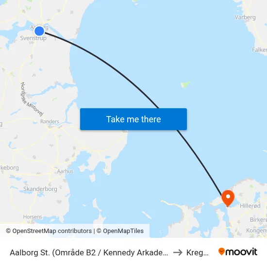 Aalborg St. (Område B2 / Kennedy Arkaden) to Kregme map