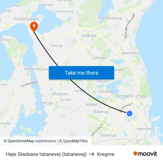 Høje Gladsaxe Isbanevej (Isbanevej) to Kregme map