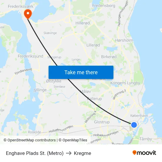 Enghave Plads St. (Metro) to Kregme map