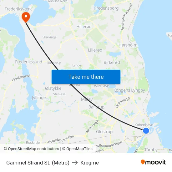 Gammel Strand St. (Metro) to Kregme map