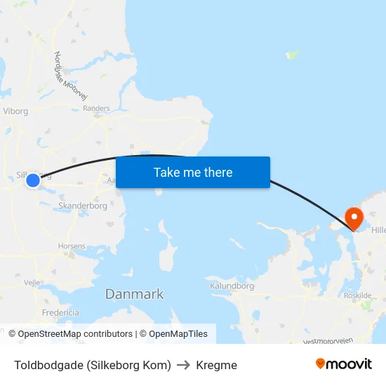 Toldbodgade (Silkeborg Kom) to Kregme map