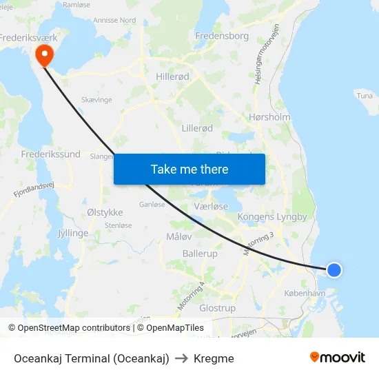 Oceankaj Terminal (Oceankaj) to Kregme map