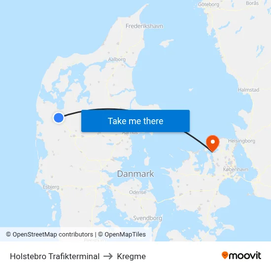 Holstebro Trafikterminal to Kregme map