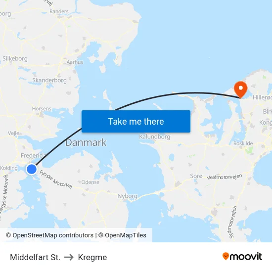 Middelfart St. to Kregme map