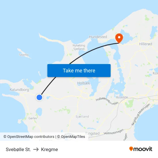 Svebølle St. to Kregme map