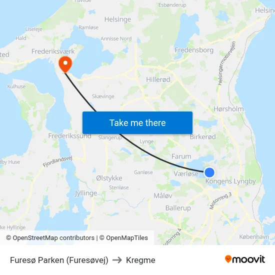 Furesø Parken (Furesøvej) to Kregme map