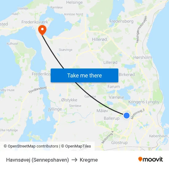 Havnsøvej (Sennepshaven) to Kregme map