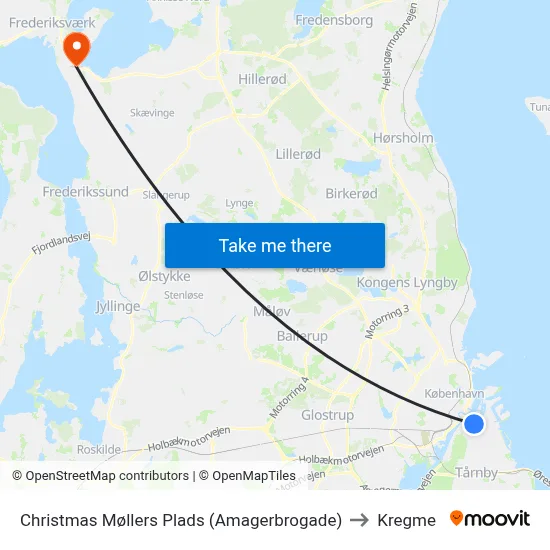 Christmas Møllers Plads (Amagerbrogade) to Kregme map