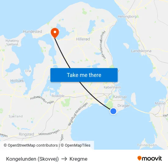Kongelunden (Skovvej) to Kregme map
