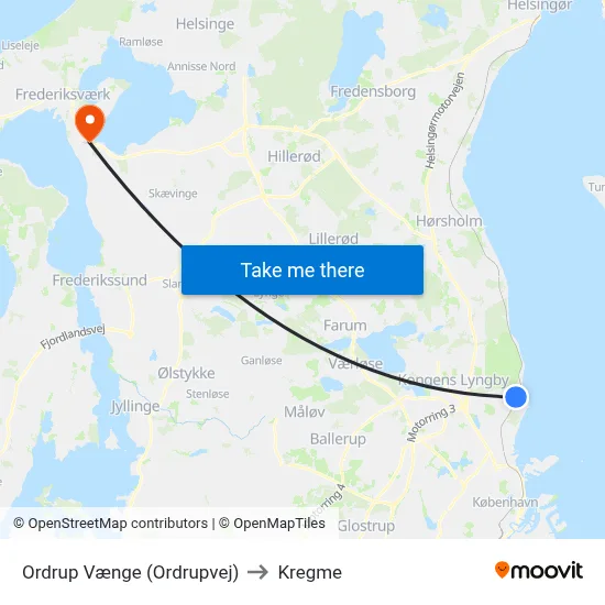 Ordrup Vænge (Ordrupvej) to Kregme map
