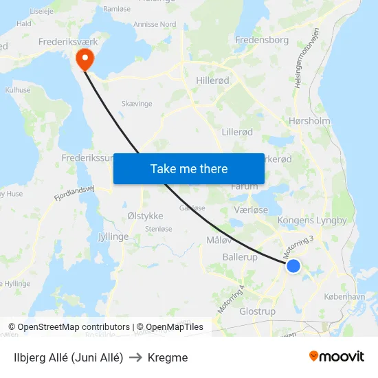 Ilbjerg Allé (Juni Allé) to Kregme map