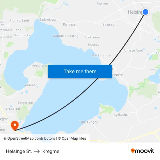 Helsinge St. to Kregme map