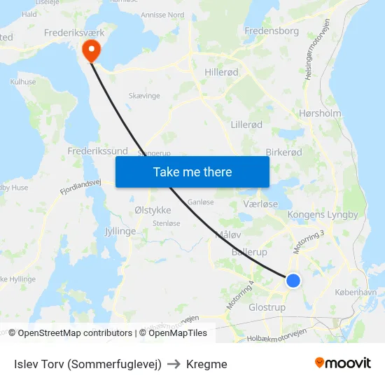 Islev Torv (Sommerfuglevej) to Kregme map