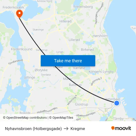 Nyhavnsbroen (Holbergsgade) to Kregme map