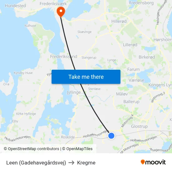 Leen (Gadehavegårdsvej) to Kregme map