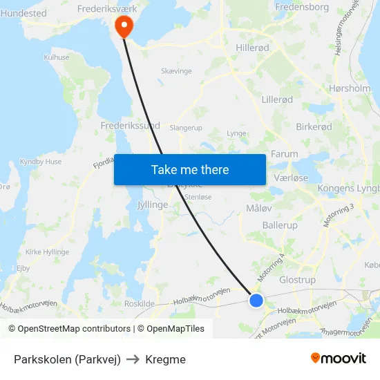 Parkskolen (Parkvej) to Kregme map