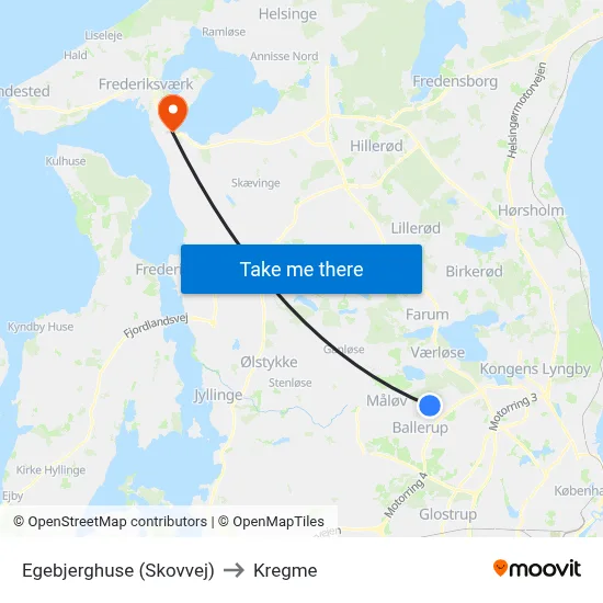 Egebjerghuse (Skovvej) to Kregme map