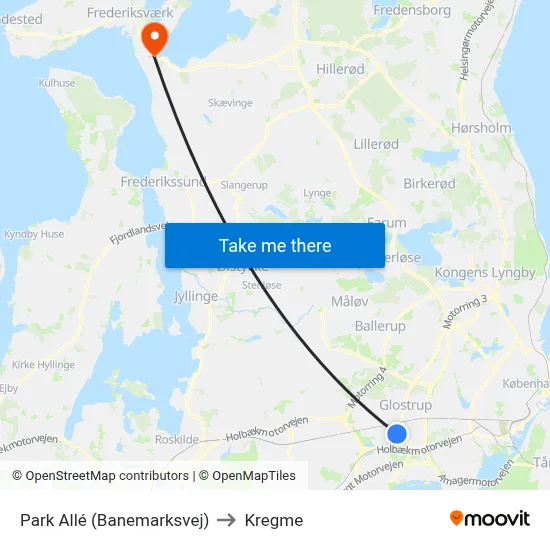 Park Allé (Banemarksvej) to Kregme map