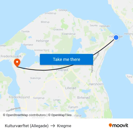 Kulturværftet (Allegade) to Kregme map