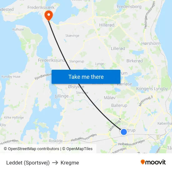 Leddet (Sportsvej) to Kregme map