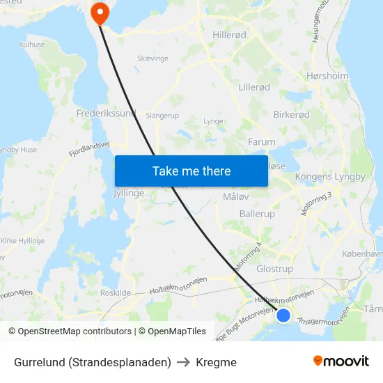 Gurrelund (Strandesplanaden) to Kregme map