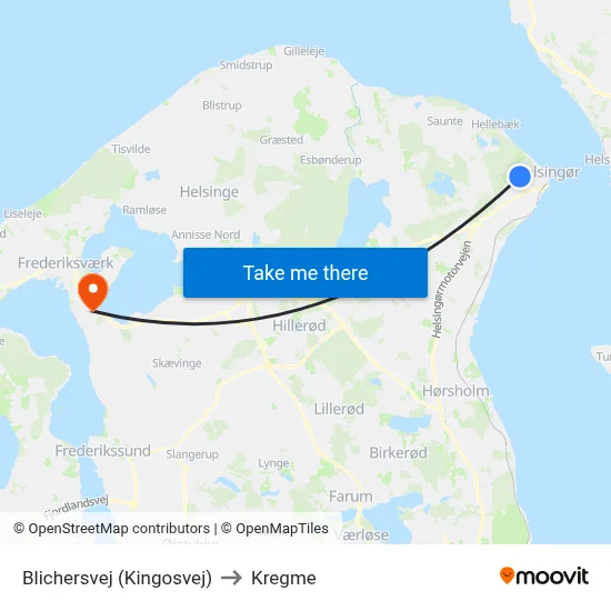 Blichersvej (Kingosvej) to Kregme map