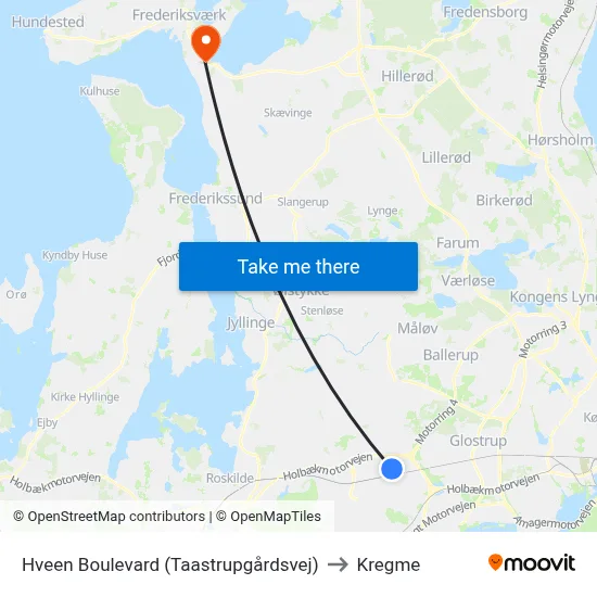 Hveen Boulevard (Taastrupgårdsvej) to Kregme map