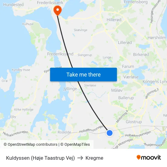 Kuldyssen (Høje Taastrup Vej) to Kregme map