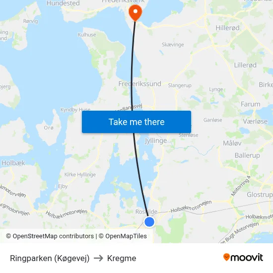 Ringparken (Køgevej) to Kregme map