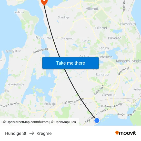 Hundige St. to Kregme map
