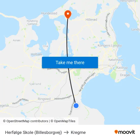 Herfølge Skole (Billesborgvej) to Kregme map