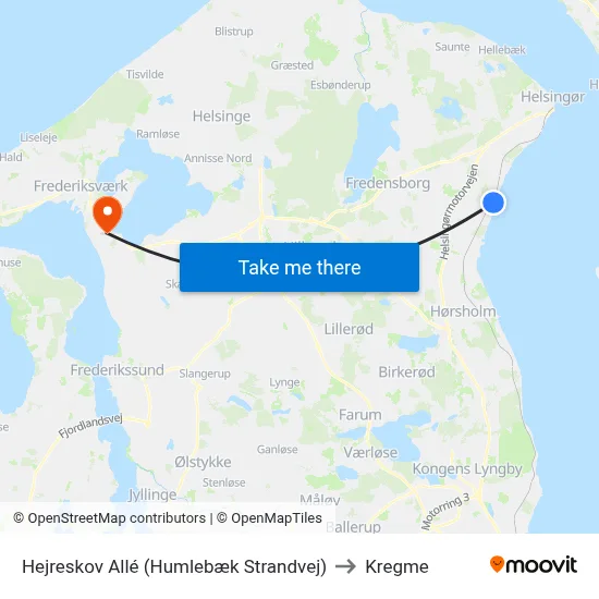 Hejreskov Allé (Humlebæk Strandvej) to Kregme map