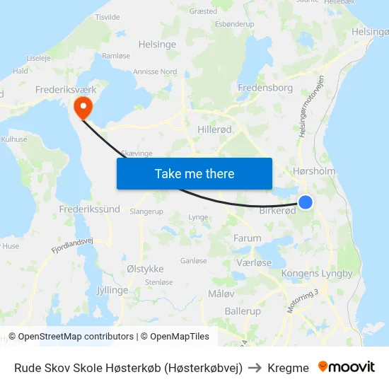 Rude Skov Skole Høsterkøb (Høsterkøbvej) to Kregme map