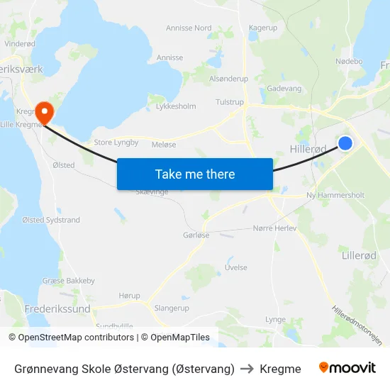 Grønnevang Skole Østervang (Østervang) to Kregme map